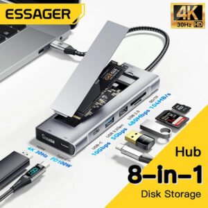 Hub USB 8-en-1 avec stockage — Station d’accueil