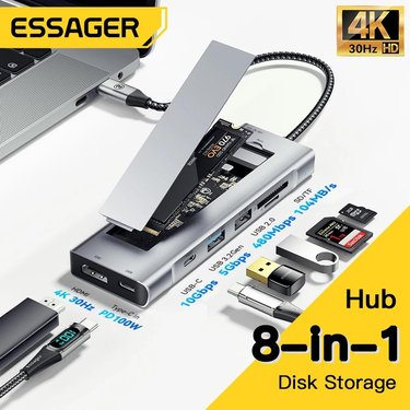 Hub USB 8-en-1 avec stockage — Station d’accueil