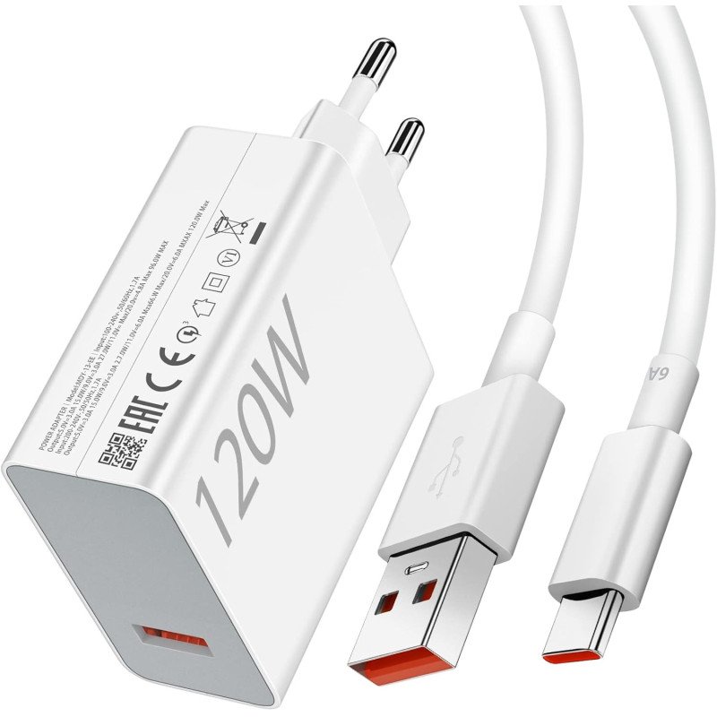 Chargeur Xiaomi 120W HyperCharge (avec câble USB-C)