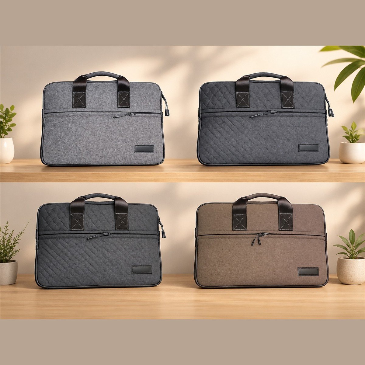 Cartable / Sacoche PC Portable 13.3″ 14.1″ 15.6″ — Simili Cuir & Tissu – Image 2